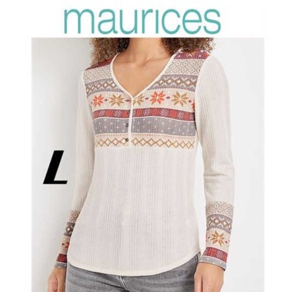 COPY - HEARTLAND HENLEY FAIR ISLE TEE Long sleeve Printed with stretch Shirttai… - Picture 1 of 3